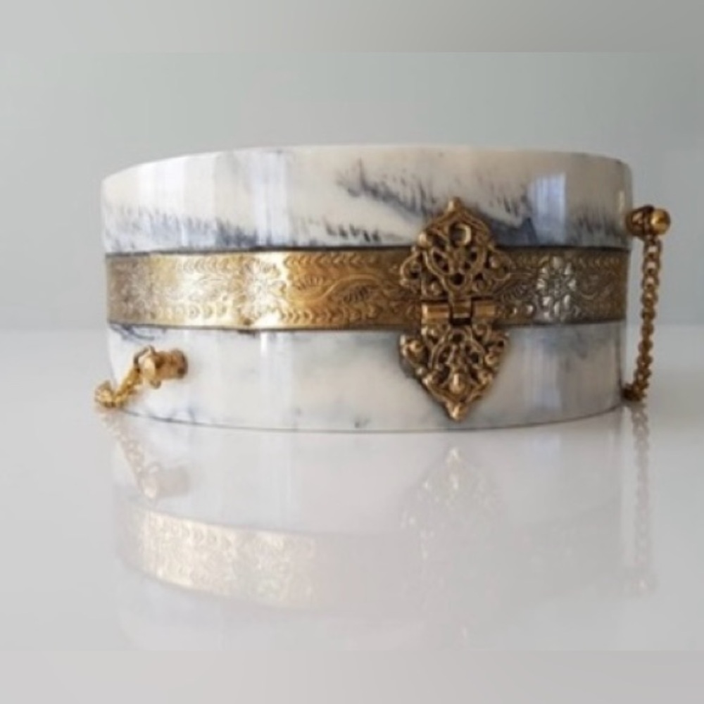 RAMLA Round Marbled Gold Chain Crossbody Purse Clutch New Handmade